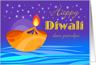 Diwali Wishes for Grandpa with Oil Lamp Floating on Water card