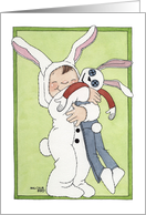 Child and rabbit card