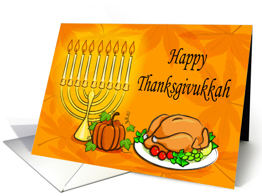 Thanksgivukkah, roasted turkey & pumpkin beside candles... (1164510)