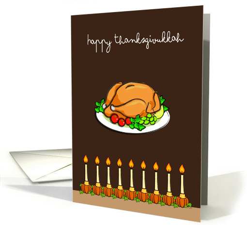 Thanksgivukkah, roasted turkey & pumpkin beside candles... (1164528)