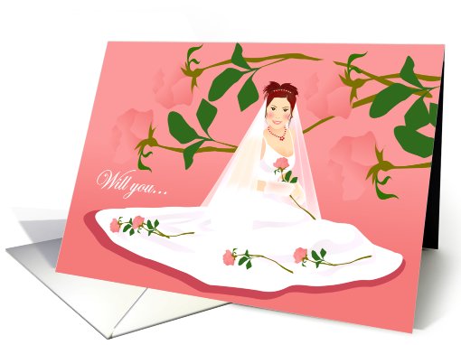 Be in my Wedding Party, bride in white dress card (664179)