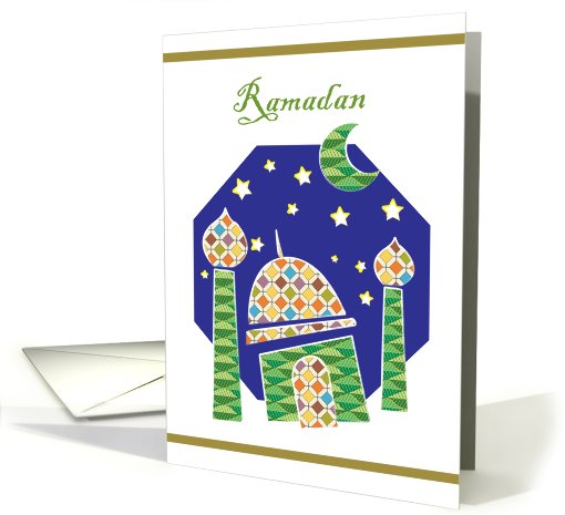 Ramadan, mosque with stars and crescent moon card (665442)
