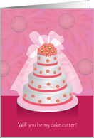 will you be my cake cutter, pink, gerbera card