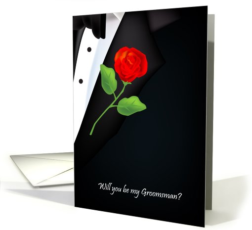 will you be my groomsman, red rose card (812844)