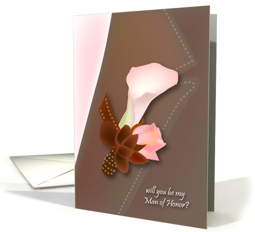 will you be my man of honor, lily, boutonniere card (813376)