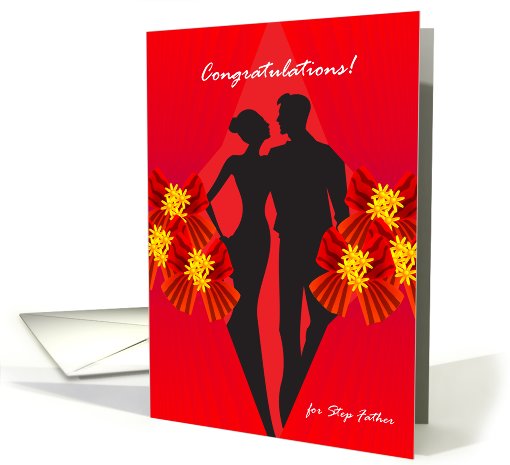 congratulations for step father, couple, ribbon card (813823)