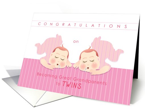 congratulations on becoming great grandparents to twins, girls card