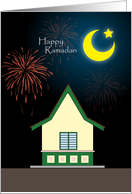 Happy Ramadan, firework, malay house card