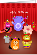 happy birthday, animals party card