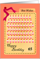 happy 65th birthday, cupcakes with cherries card