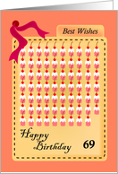 happy 69th birthday, cupcakes with cherries card
