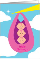 triple blessings, babies card