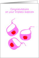congratulations on your triplets baptism, baby bibs card