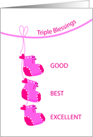 triple blessings, baby sock card