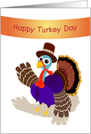 happy turkey day, Cute Turkey in Pilgrim Hat card