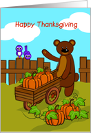 Happy Thanksgiving, Bear With Pumpkins & Birds card
