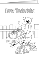 happy thanksgiving, bear coloring card