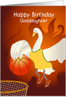 happy birthday, goddaughter, basketball, swan card