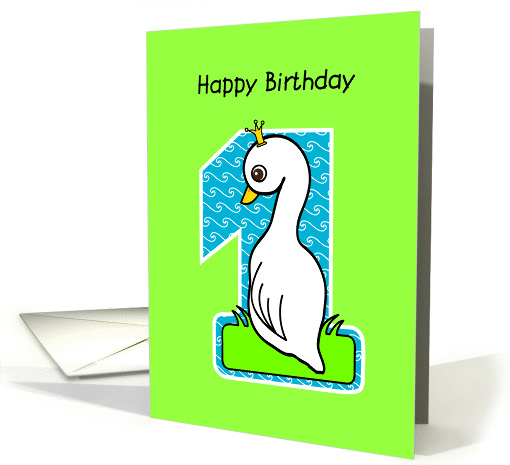 happy birthday, 1, cute swan card (876396)