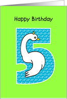 happy birthday, 5, cute swan card