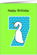 happy birthday, 7, cute swan card