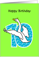 happy birthday, 10, cute swan card