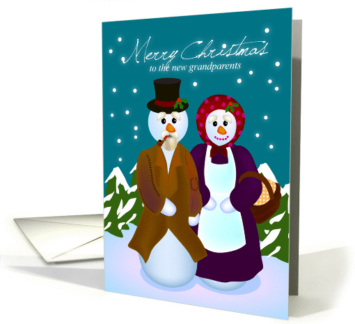 Merry Christmas to new grandparents, snowman card (887016)