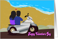 motorcycle valentine, be mine, a couple looking at seaview card
