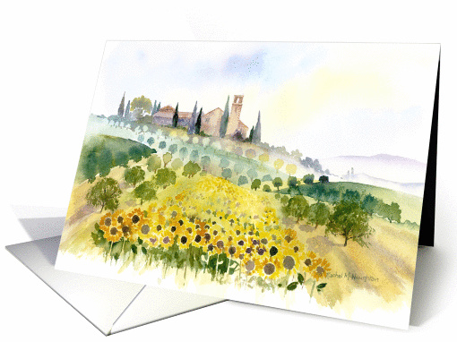 Sunflowers and olive groves card (240509)