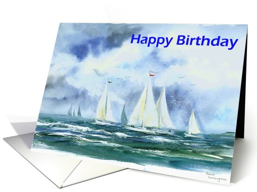 Sail boats happy birthday card (424901)