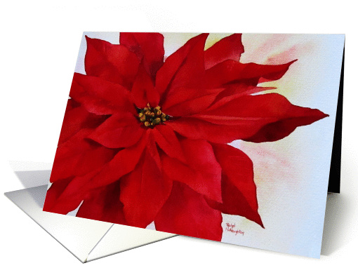 Christmas, Red Poinsettia card (993555)