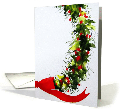 Christmas Holly Wreath card (993575)