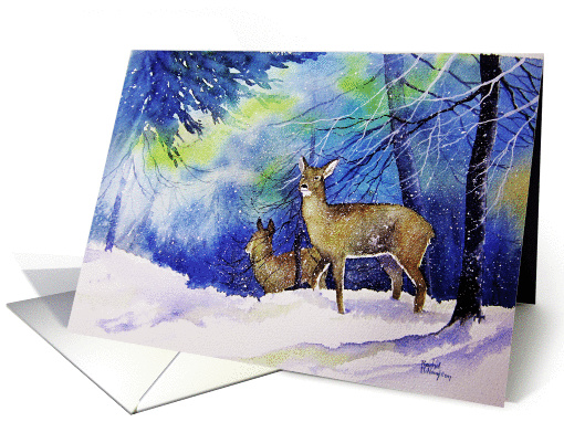 Christmas Deer in the Snow card (993581)