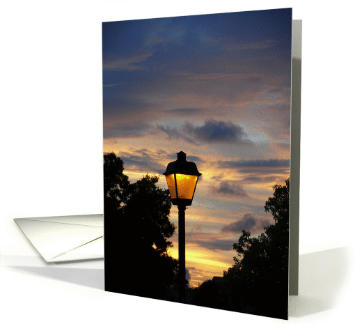 Encourgement, beautiful sunset with lamp and trees card (243536)