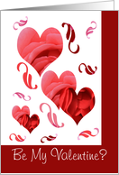 Valentine’s Day, hearts & leaves card