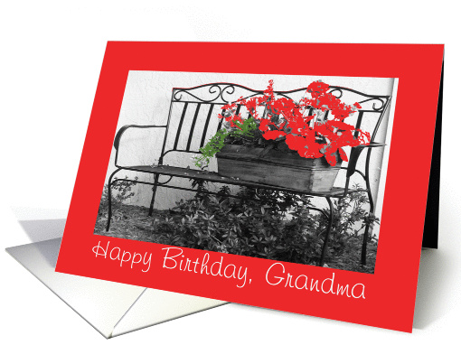 Birthday, Grandma, bench & flowers card (374047)