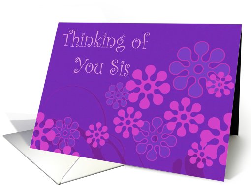 Thinking of You Sis, Retro Flowers card (454707)