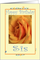 Happy Birthday Sis, yellow rose card