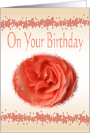 Birthday, peach rose card