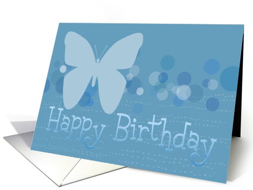 Birthday pastel butterfly on blue card (563987)