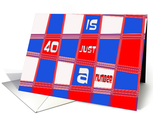 40 is just a number, red, white and blue squares card (884855)