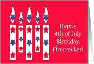 Fourth of July Birthday, candles with red & blue stars card