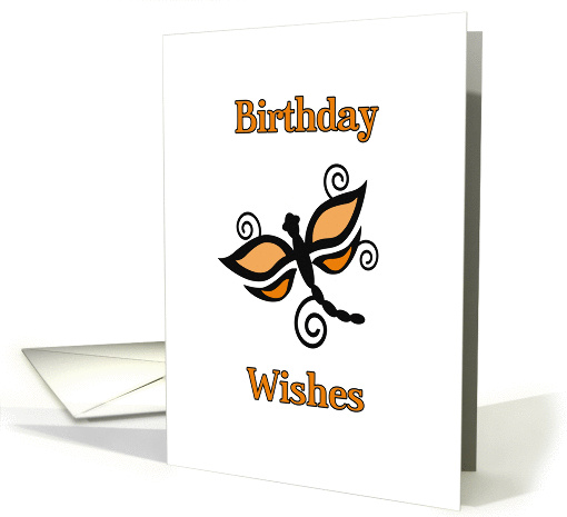 Birthday Wishes, Orange Dragonfly card (912595)