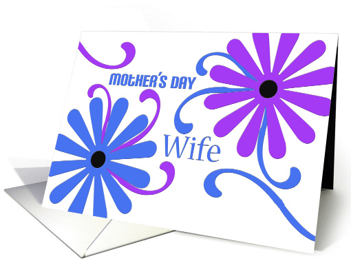 Mother's Day for Wife, big, blue and purple flowers card (921783)