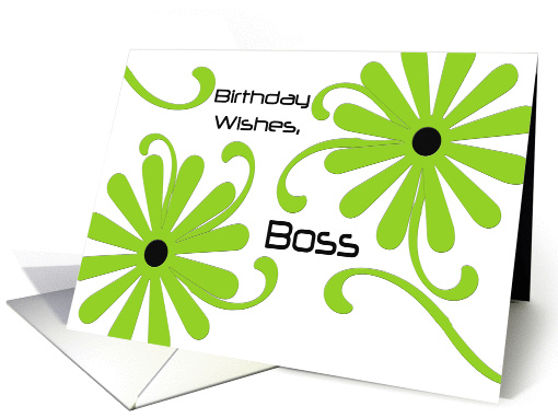 Birthday Wishes, Boss, two big bright green flowers card (948168)