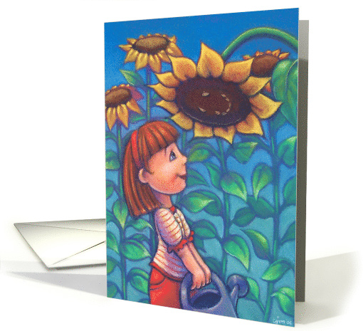 Blank/Any Occasion Sunflower Girl card (976707)