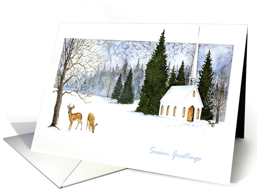 Deer and church card (262533)