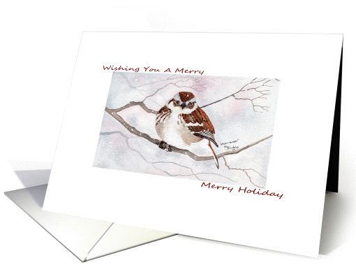 Happy Holidays, Illustrated Sparrow Christmas card (881255)