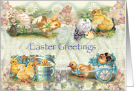 Visiting Easter Chicks Greeted Vintage card