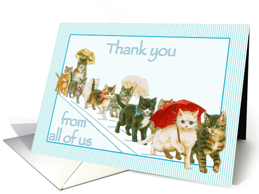 Kitties Walking Together a Group Vintage All Occasion Thank You card